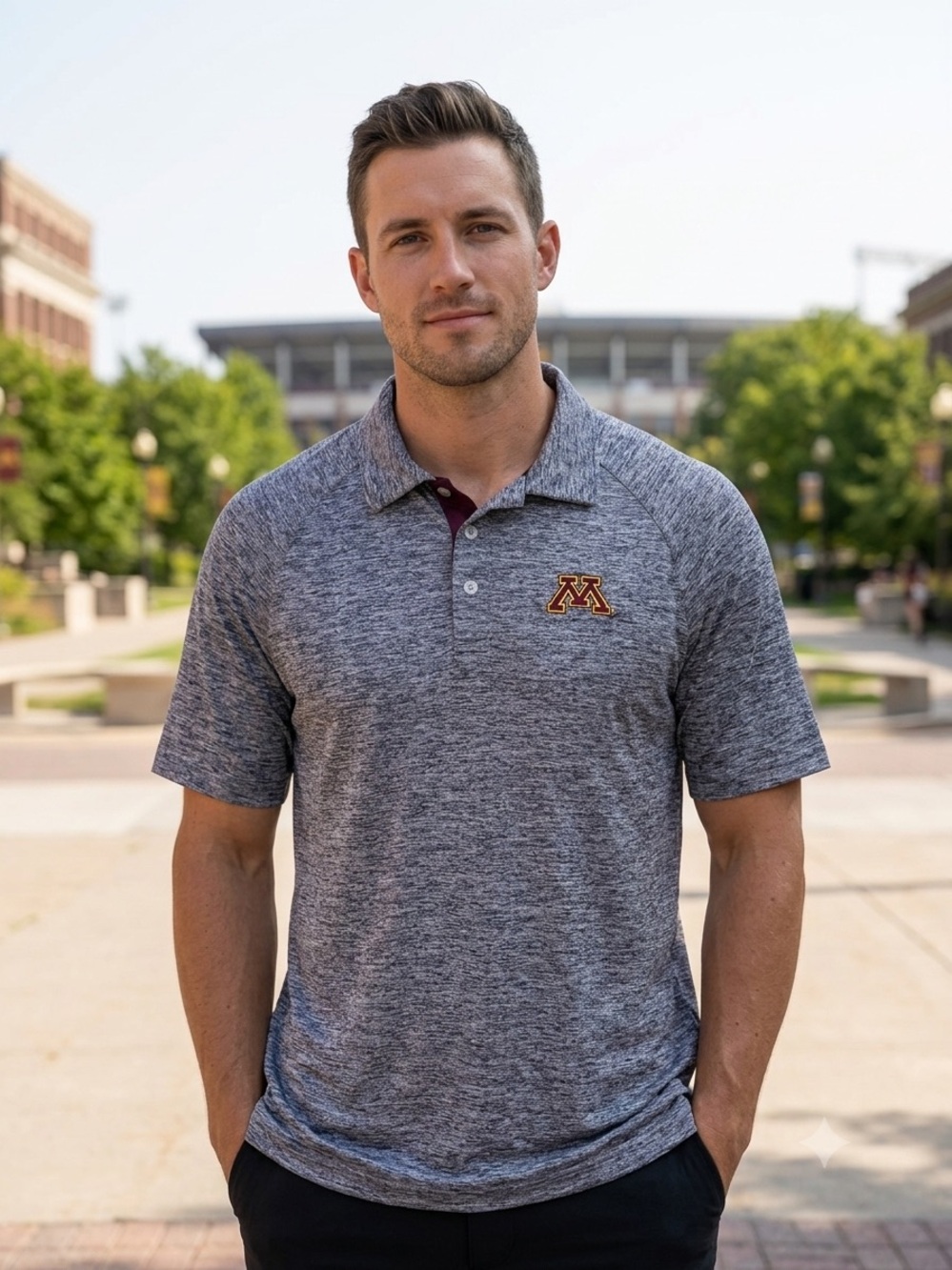 Campus Heritage Minnesota Golden Gophers Heathered Gray Polo Shirt - Large